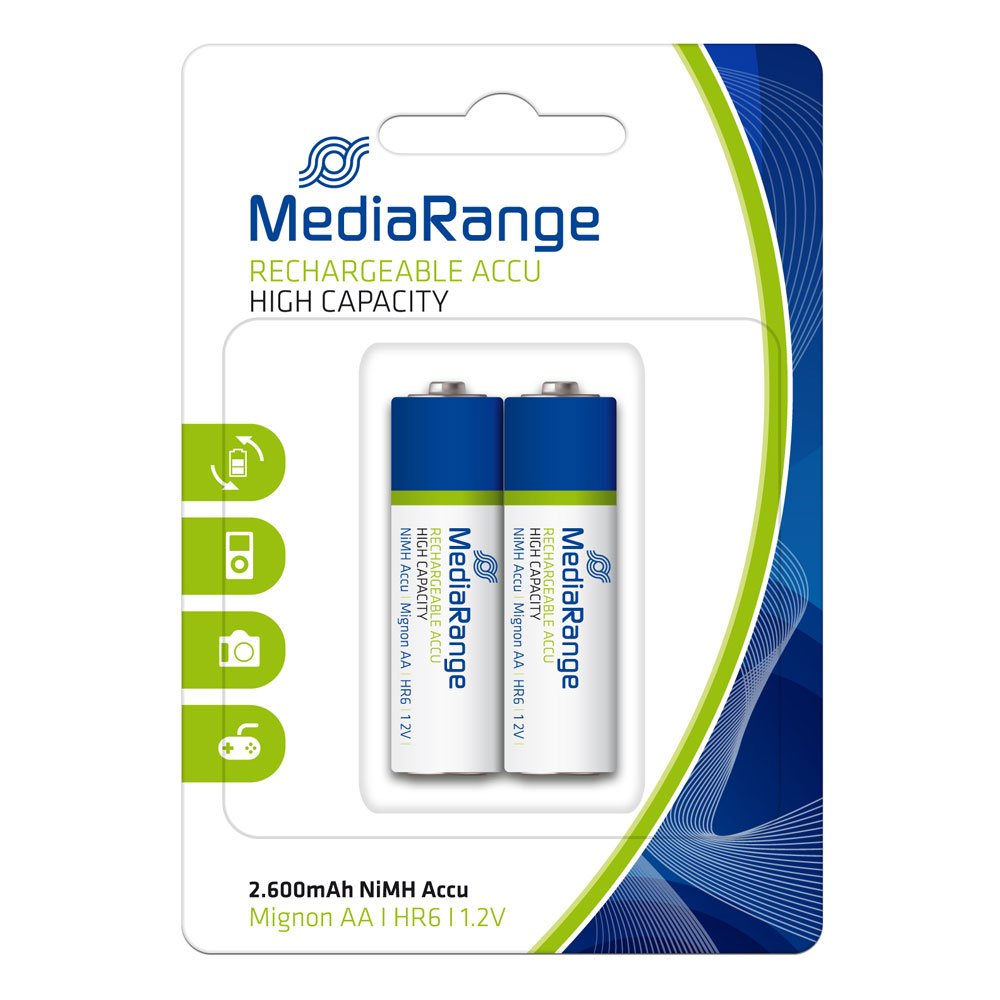 0006306_0 Επαναφορτιζόμενη Μπαταρία MediaRange High Cap. NiMH Accus AA 1.2V (HR6) (2 Pack) (MRBAT123)