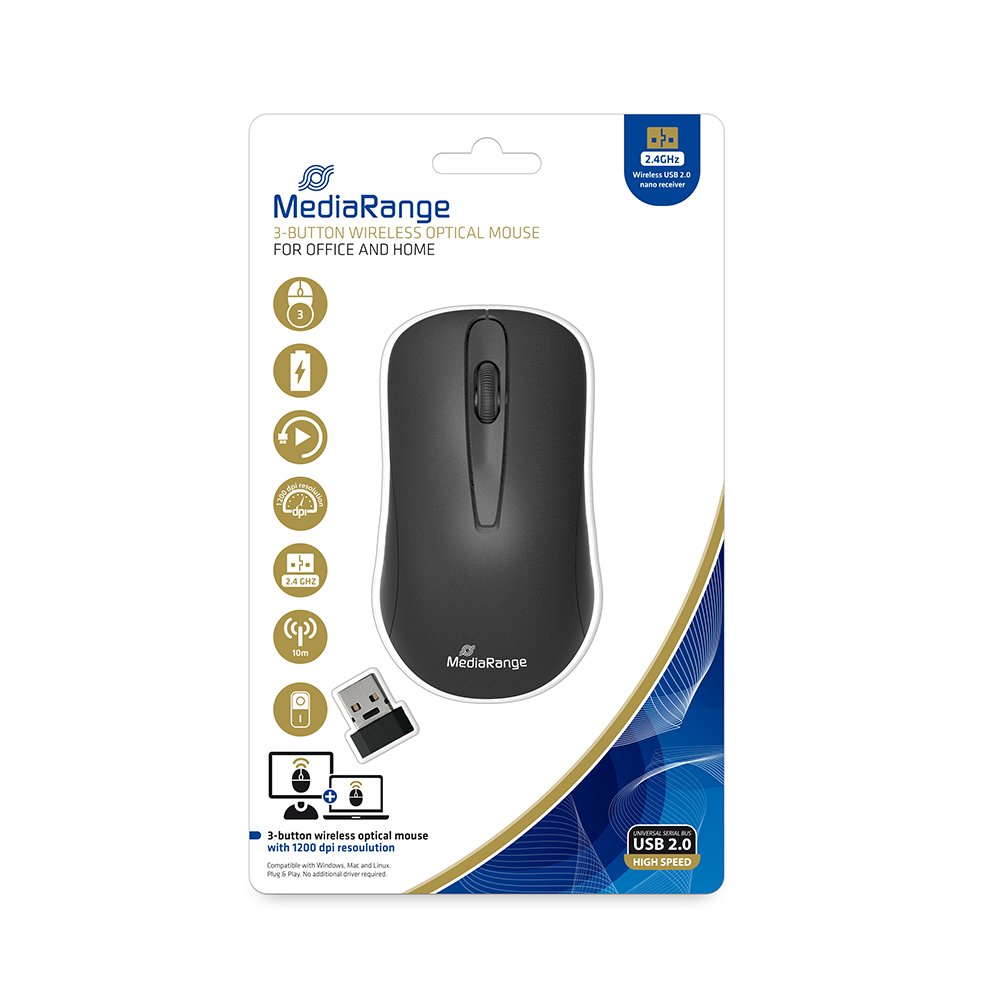 0022825_0 MediaRange Optical Mouse 3-Button (Black