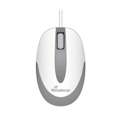MediaRange Optical Mouse Corded 3-Button Compact-sized (White/Grey