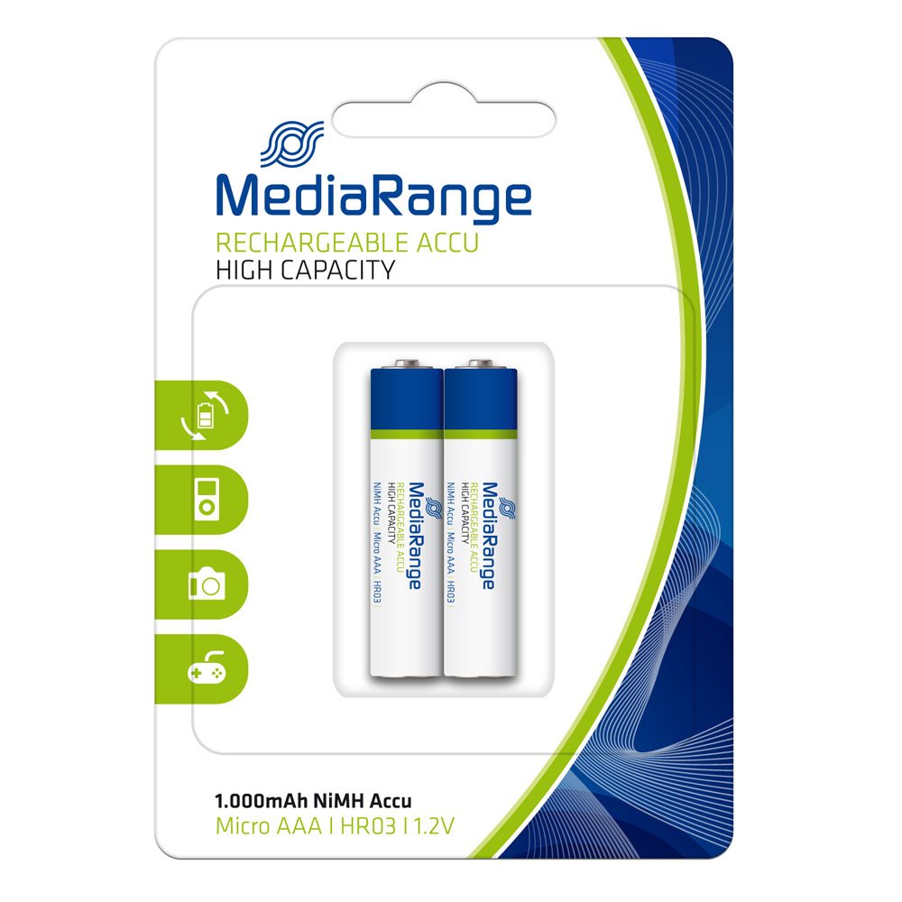 0006305_0 Επαναφορτιζόμενη Μπαταρία MediaRange High Cap. NiMH Accus AAA 1.2V (HR03) (2 Pack) (MRBAT122)
