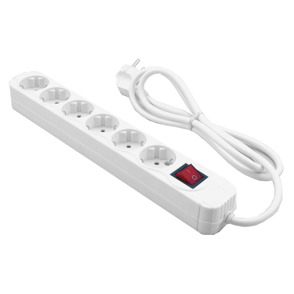 0006354_0 MediaRange Πολύπριζο Ασφαλείας 6 Θέσεων Schuko 1.4M Λευκό με Διακόπτη (MRCS206)