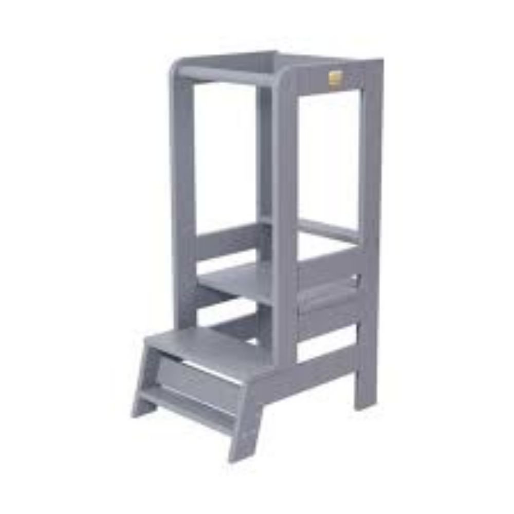 0061427_0 MeowBaby Wooden Kitchen Helper - Learning tower Dark Grey (KH01012SCIE) (MEBKH01012SCIE)