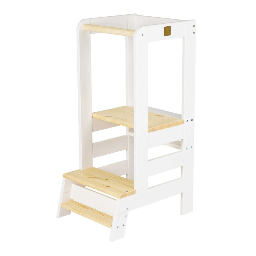 0061424_0 MeowBaby Black Wooden Kitchen Helper for Children Step Stool with Natural Elements without board (KH01002WMIE) (MEBKH01002WMIE)