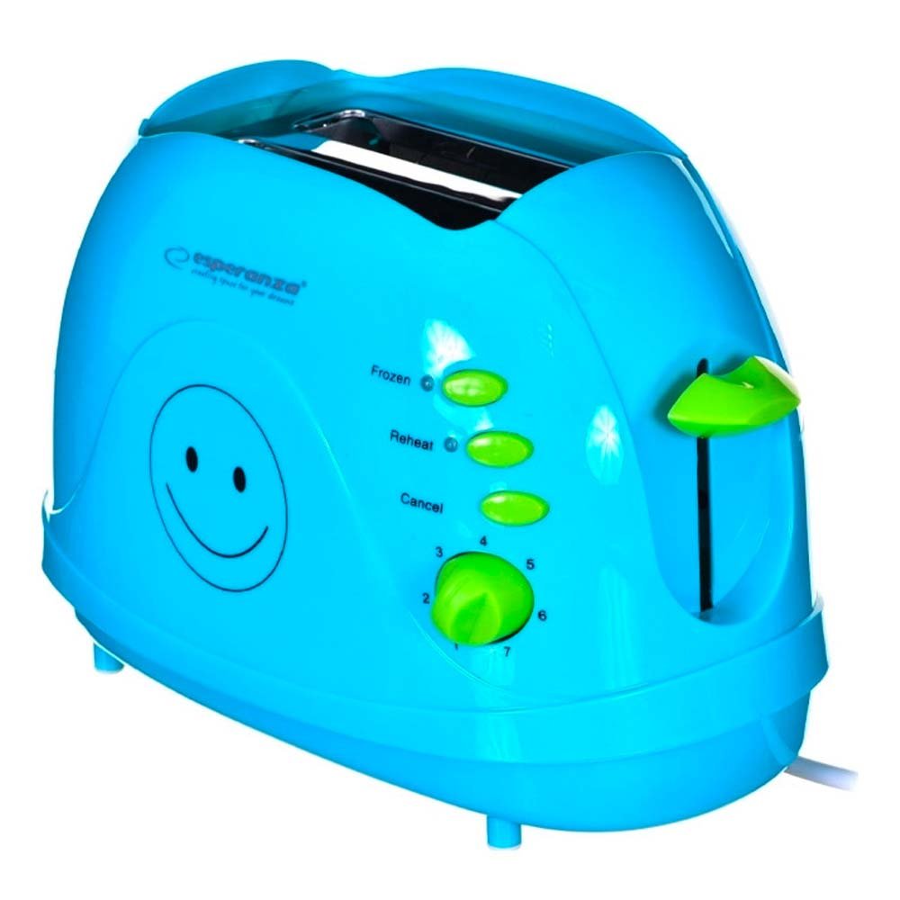 0054062_0 Φρυγανιέρα 2 Θέσεων 750 W Χρώματος Μπλε Esperanza Smiley EKT003B