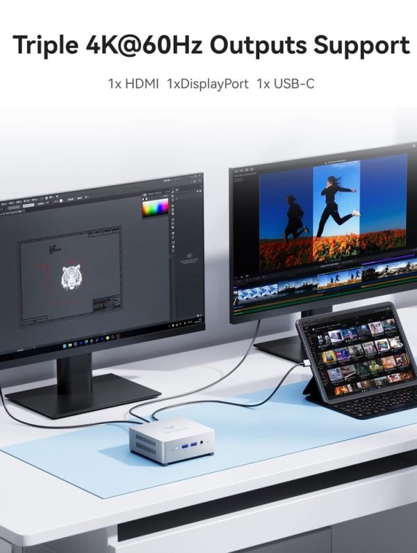 MINISFORUM Mini PC UN100P, Intel N100 (12&ordf; Gen), 16GB DDR4, 512GB PCIe SSD, Doppia HDMI 2.1 + USB-C, 4xUSB, LAN 2.5G, WiFi6, BT5.2 &ndash; PC Compatto Per Ufficio E Casa