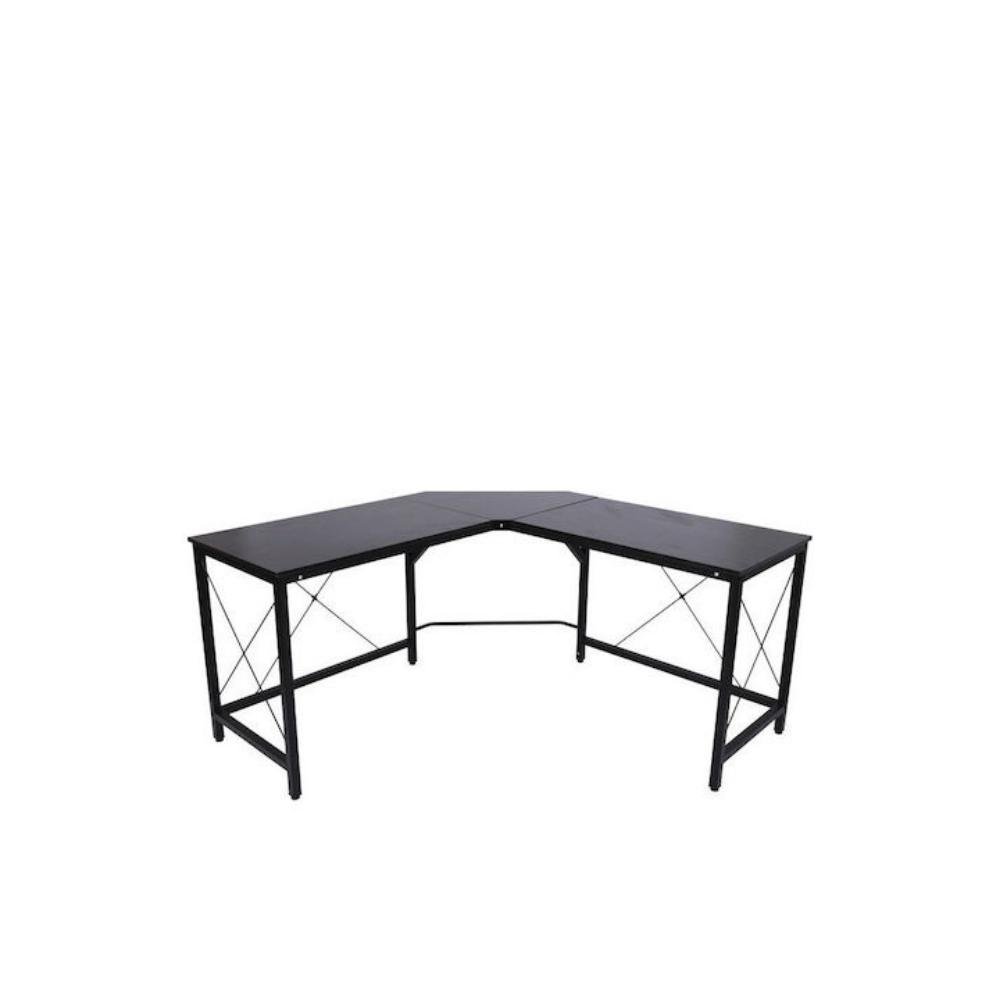 0067660_0 Homcom Γωνιακό Μεταλλικό Γραφείο 150x150x76 Μαυρο (836-122BK) (HOM836-122BK)