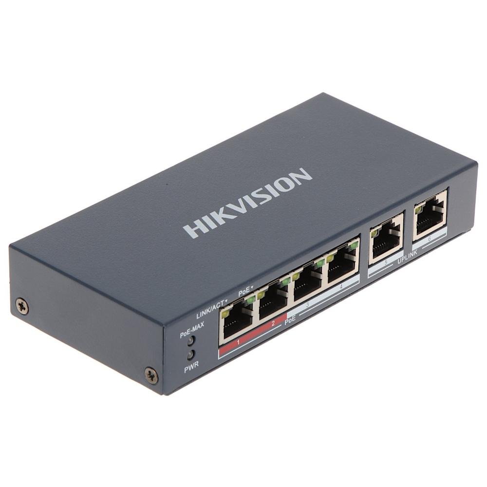 0068477_0 Hikvision 6 Port Unmanaged PoE Switch L2 Series (DS-3E0106P-E/M) (HKVDS-3E0106P-E-M)