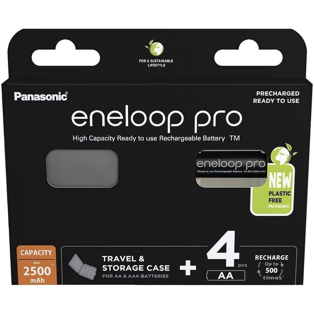 0062876_0 Panasonic Eneloop Pro With Battery Case Επαναφορτιζόμενες Μπαταρίες AA Ni-MH 2500mAh 1.2V 4τμχ (30511467) (PAN30511467)
