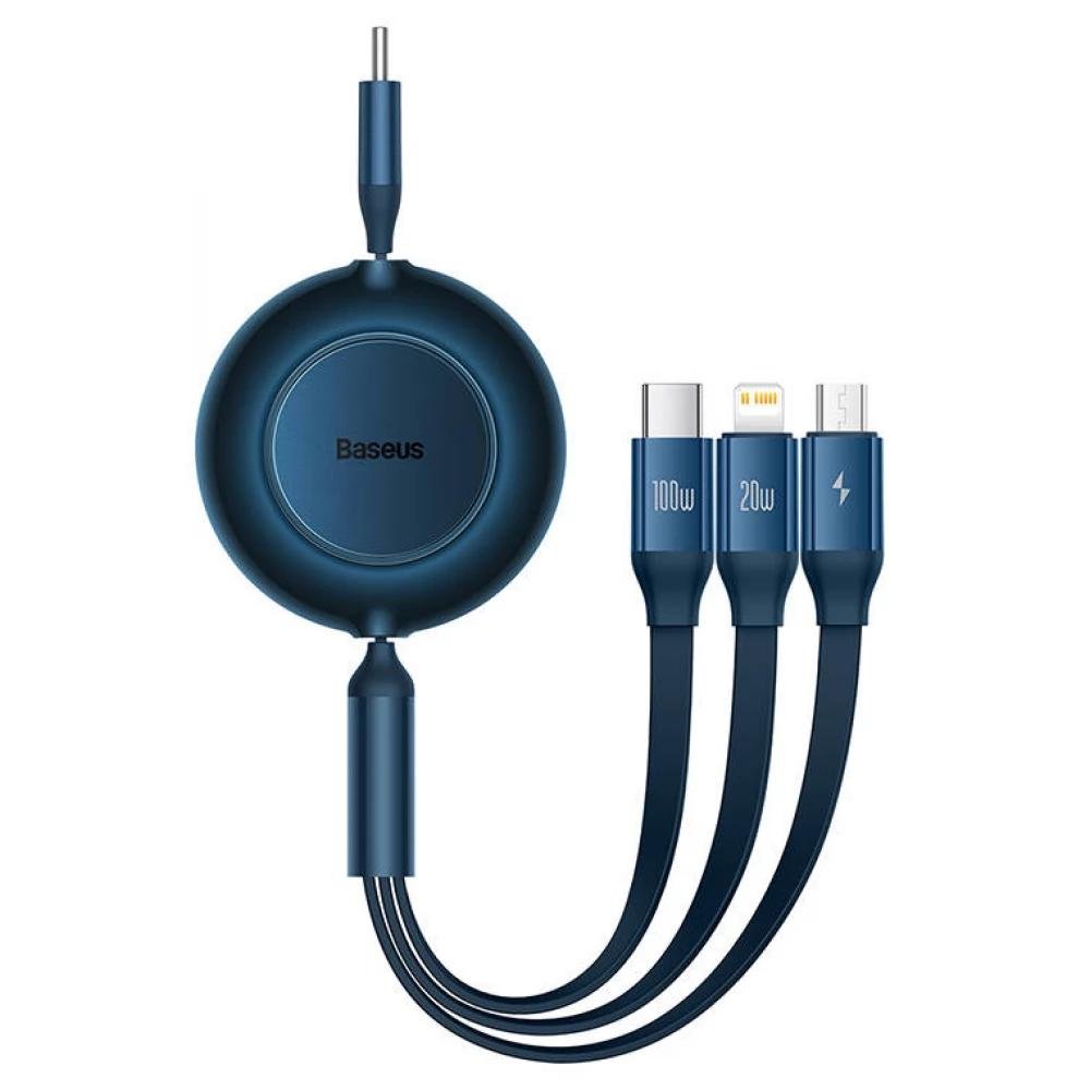 0068352_0 Baseus Καλώδιο USB 3σε1 για MicroUSB/USB-C/Lightning Bright Mirror 4 100W/3.5A 1.1m Μπλε (CAMJ010203) (BASCAMJ010203)