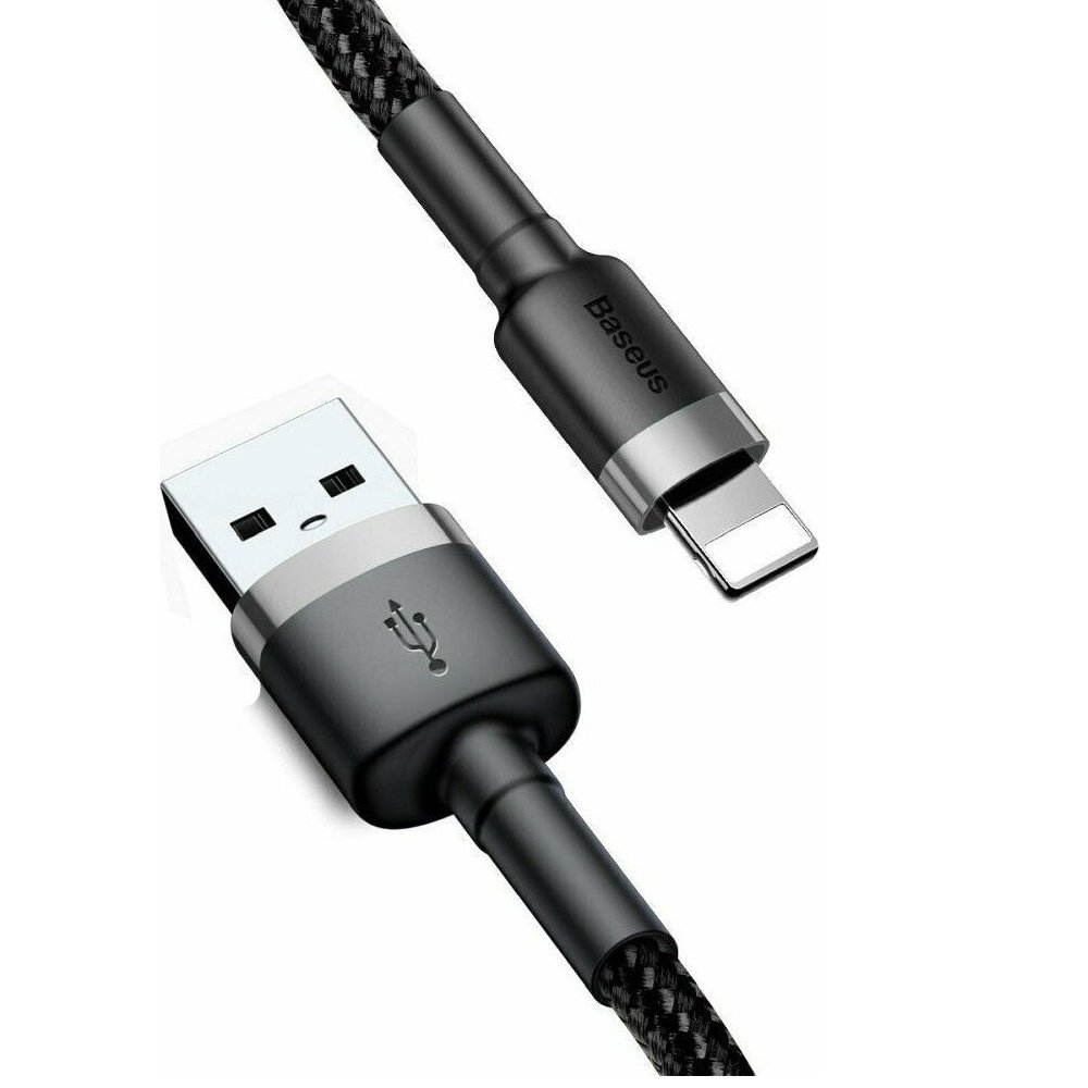 0054438_0 Baseus Cafule Braided USB to Lightning Cable Μαύρο 2m (CALKLF-CG1) (BASCALKLF-CG1)