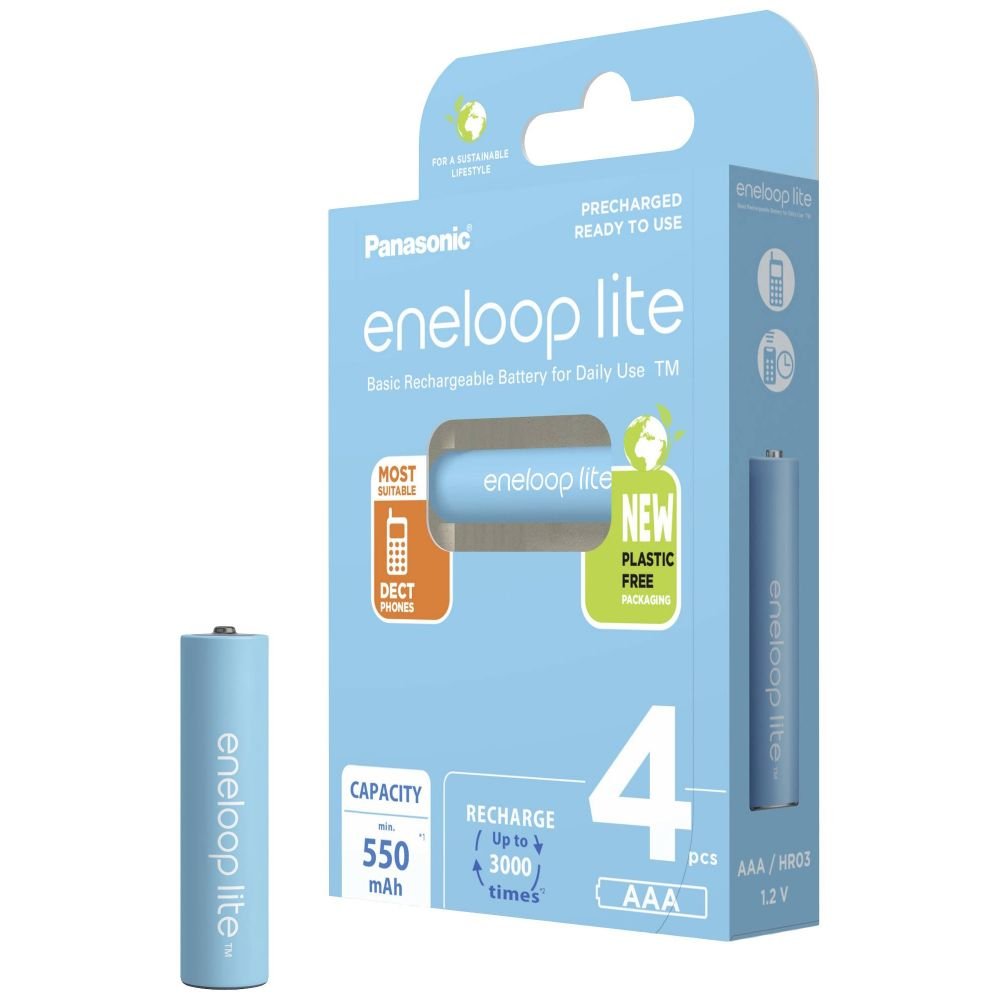 0062865_0 Panasonic Eneloop Lite Επαναφορτιζόμενες Μπαταρίες AAA Ni-MH 550mAh 1.2V 4τμχ (8214261) (PAN8214261)