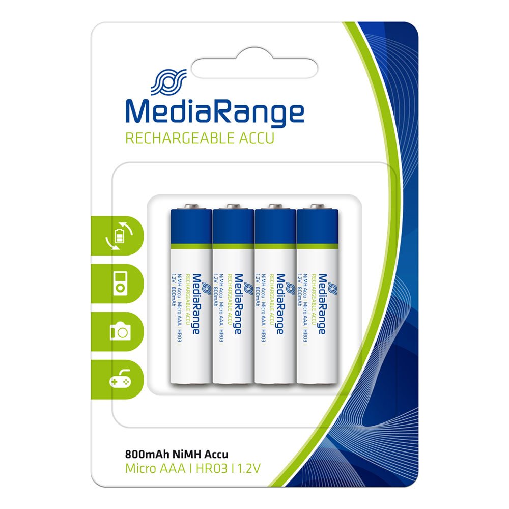 0006303_0 Επαναφορτιζόμενη Μπαταρία MediaRange NiMH Accus AAA 1.2V (HR03) (4 Pack) (MRBAT120)