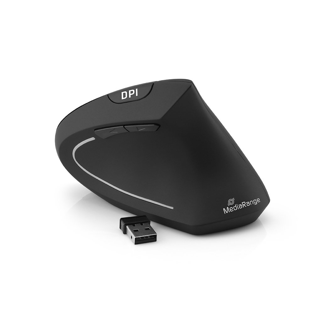 0028339_0 MediaRange Ergonomic 6-button wireless optical mouse for right-handers (Black