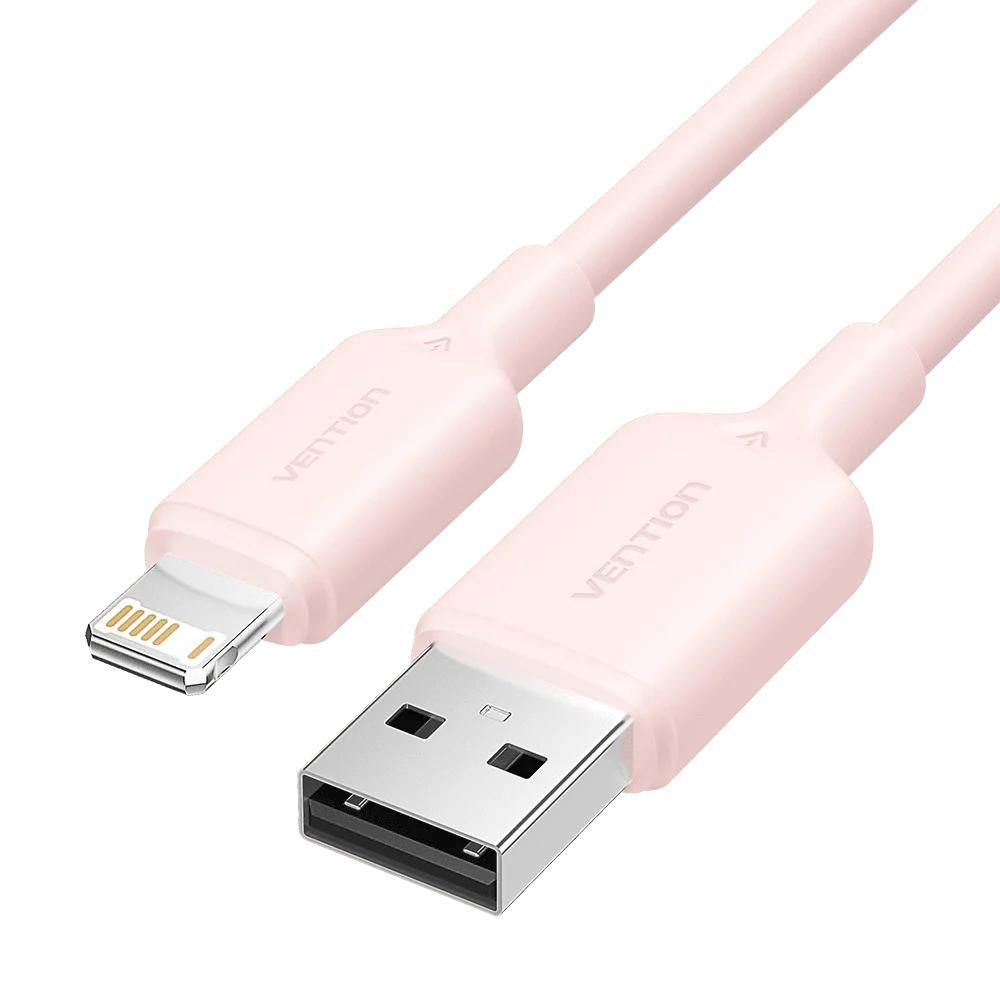 0074930_0 VENTION USB 2.0 A Male to Lightning Male 2.4A Cable 1M Pink PVC Type (LAMPF) (VENLAMPF)
