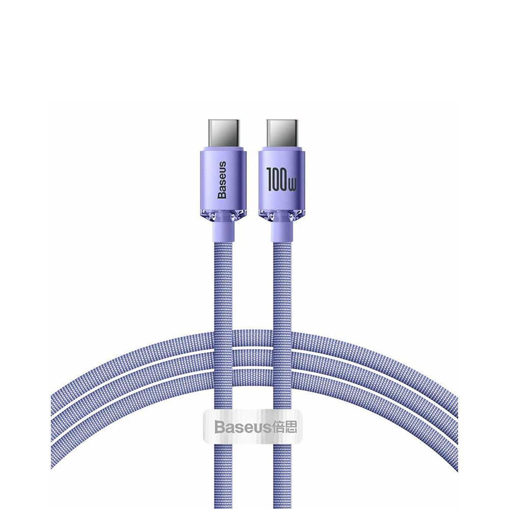 0056981_0 Baseus Crystal Shine Braided USB 2.0 Cable USB-C male - USB-C male Μωβ 1.2m (CAJY000605) (BASCAJY000605)