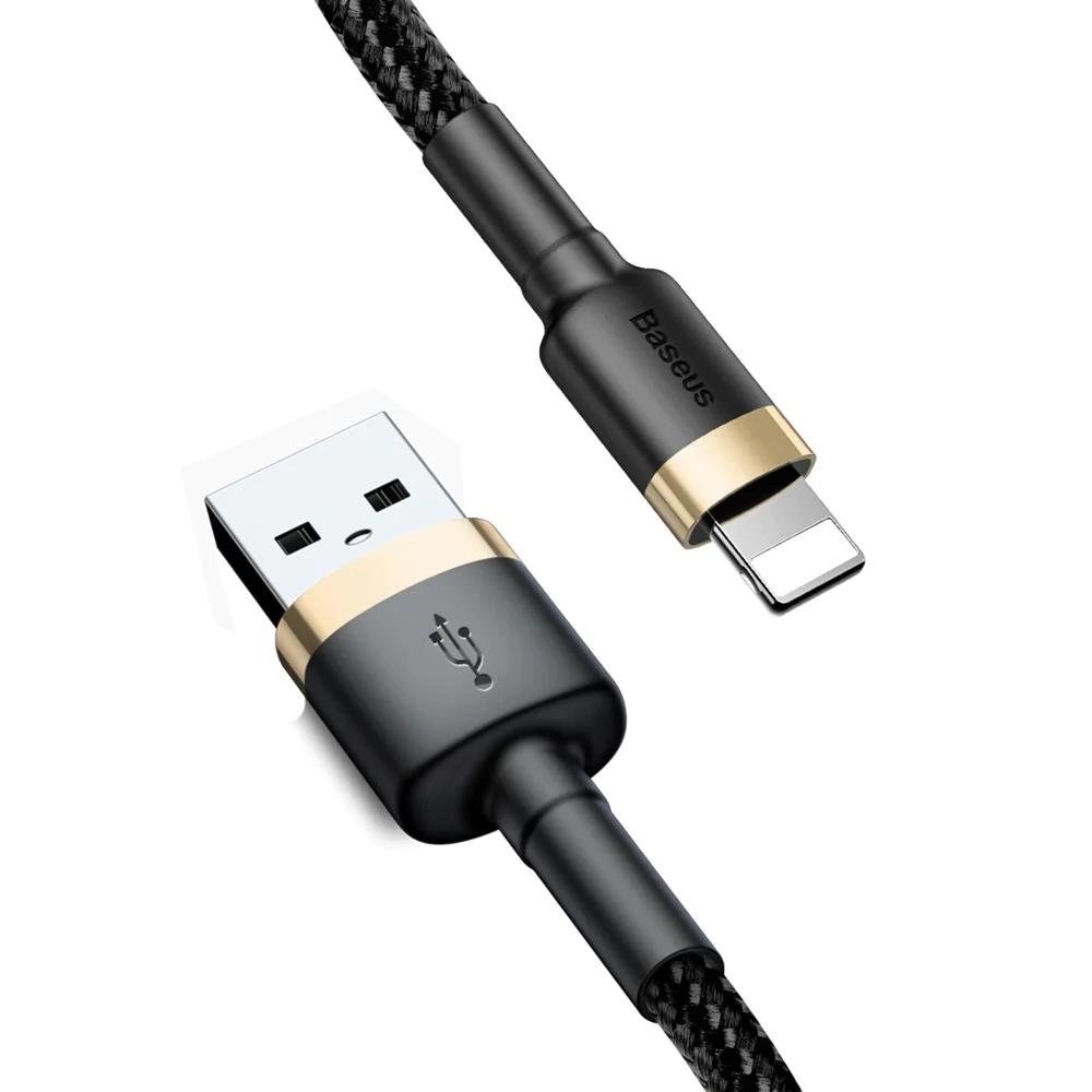 0064314_0 Baseus Cafule Braided USB to Lightning Cable Μαύρο/Χρυσό 2m (CALKLF-CV1) (BASCALKLF-CV1)