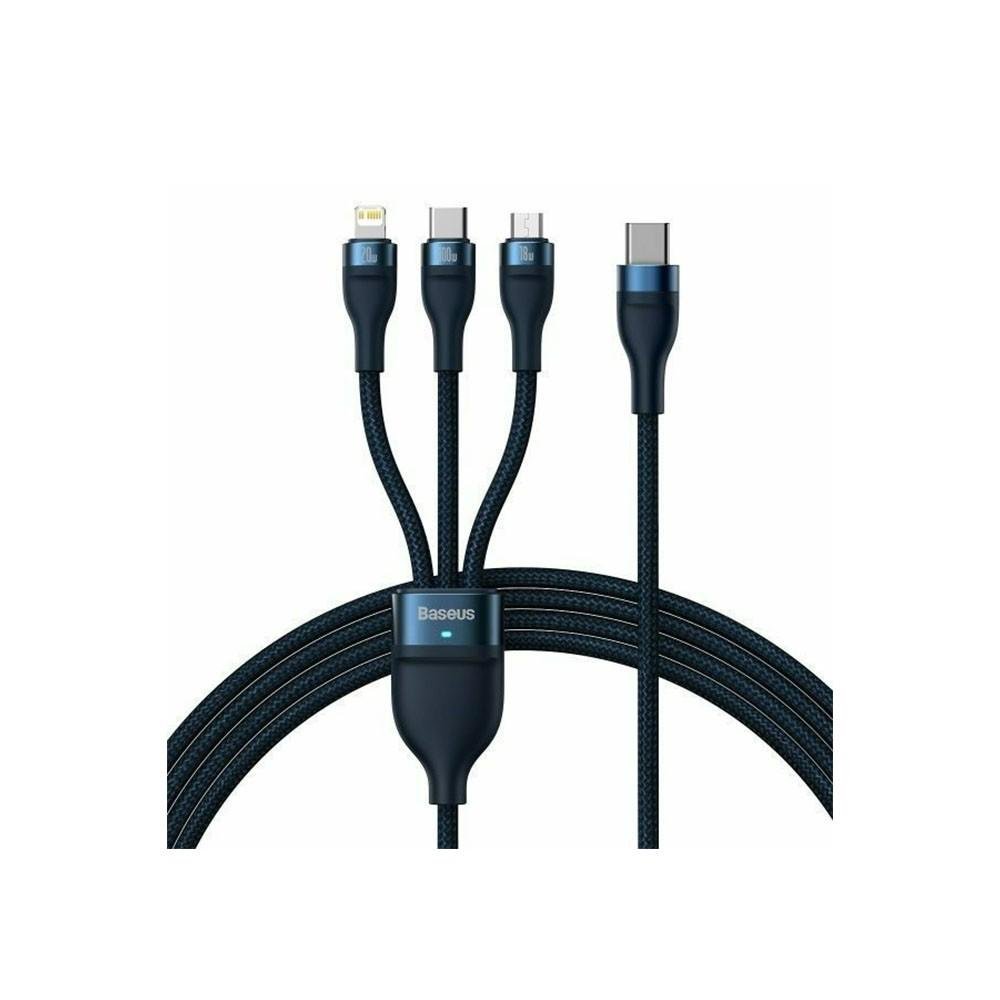 0068355_0 Baseus Καλώδιο USB 3σε1 Flash Series 2 USB-C/MicroUSB/Lightning 100W 1.5m Μπλε (CASS030203) (BASCASS030203)