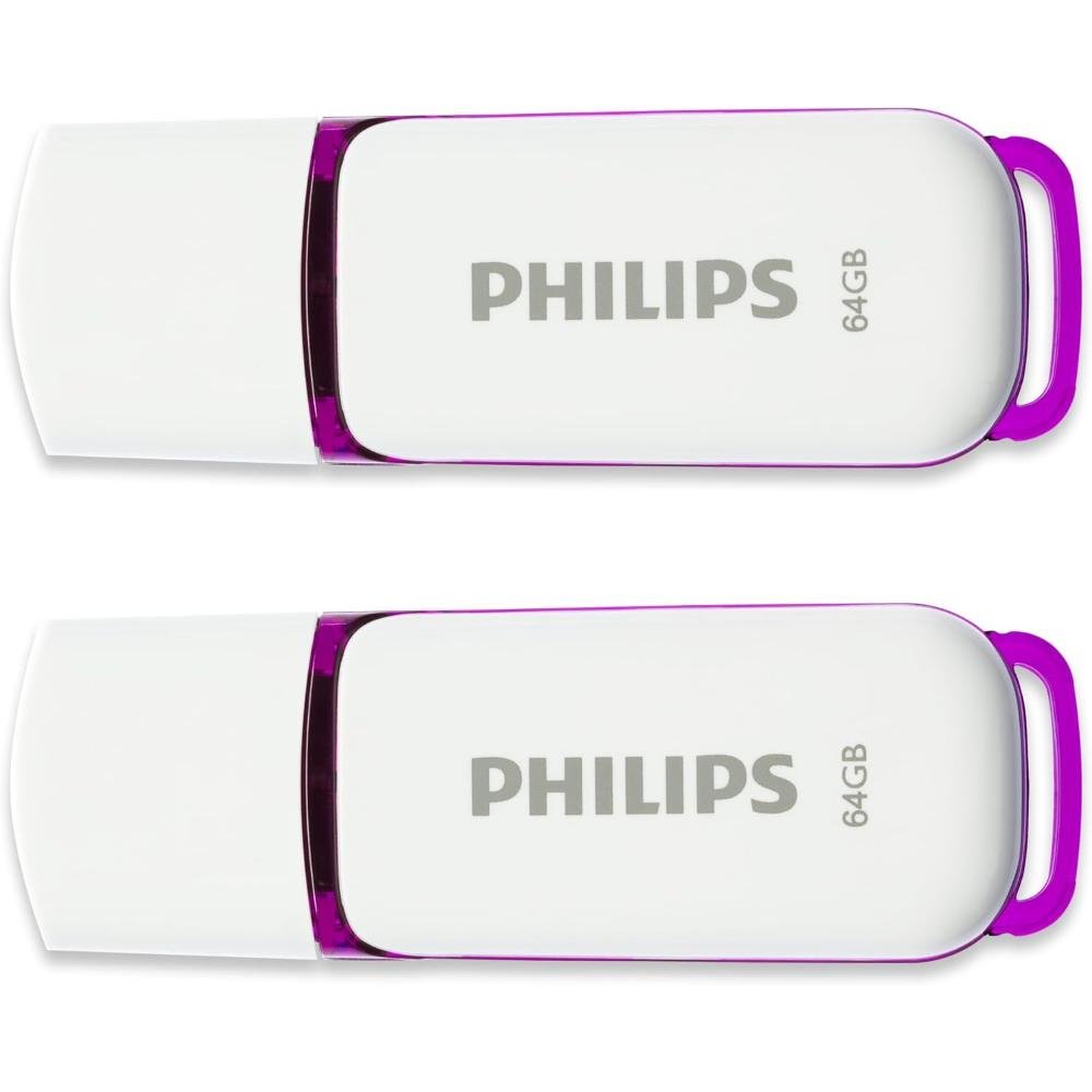 0065994_0 Philips Snow 2-Pack 64GB USB 2.0 Stick Μωβ (FM64FD70D/00) (PHIFM64FD70D-00)