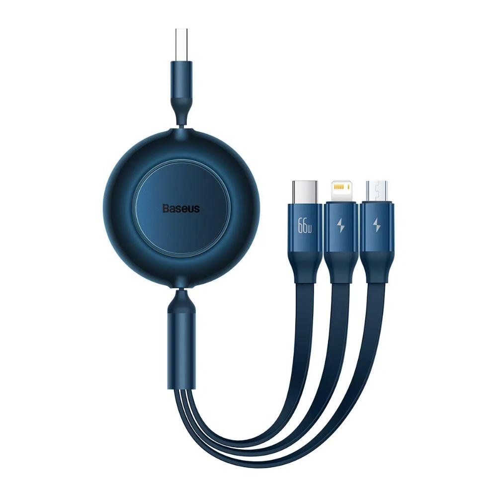 0068351_0 Baseus Καλώδιο USB 3σε1 για MicroUSB/USB-C/Lightning Bright Mirror 3 66W/2A 1.1m Μπλε (CAMJ010103) (BASCAMJ010103)