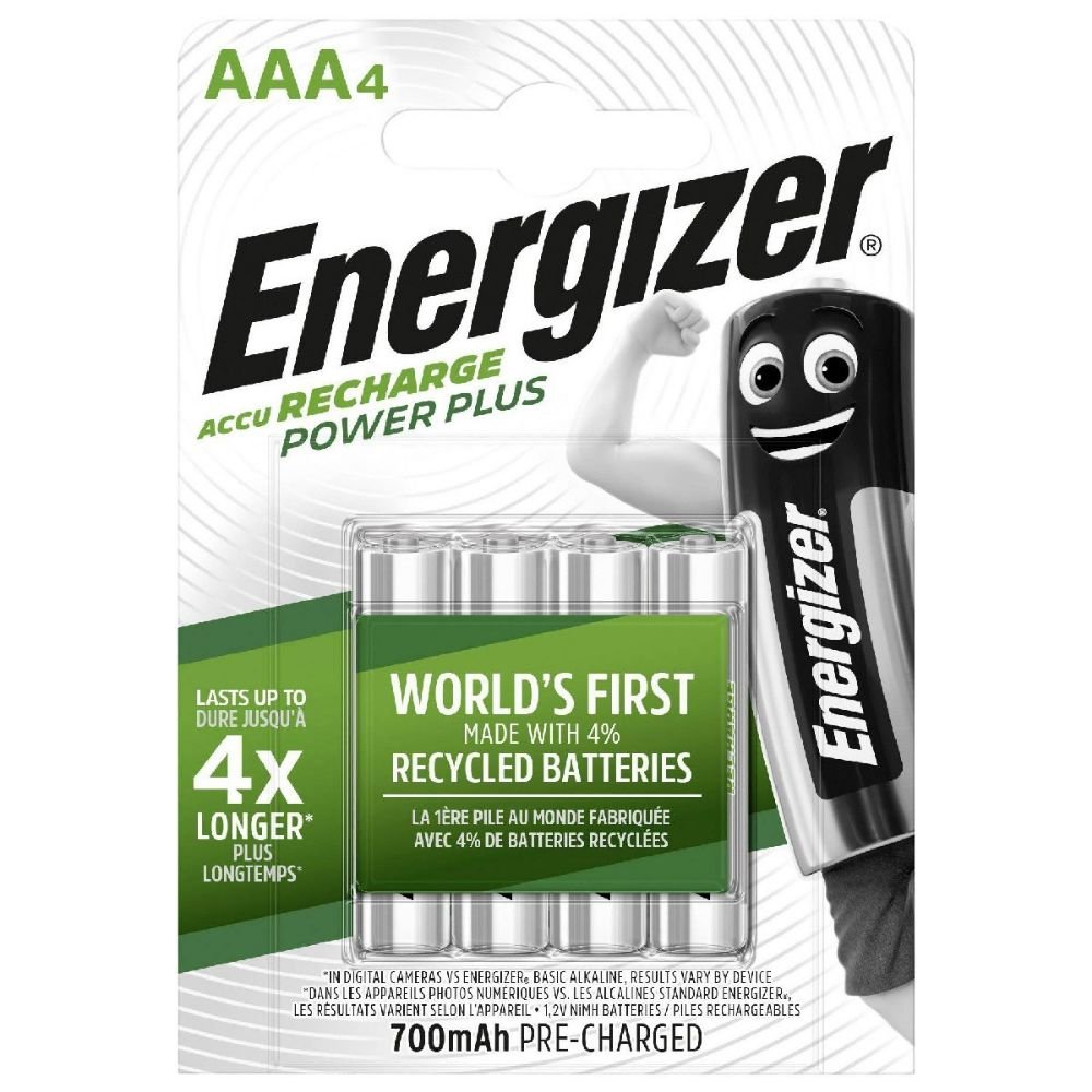 0062822_0 Energizer Power Plus Επαναφορτιζόμενες Μπαταρίες AAA Ni-MH 700mAh 1.2V 4τμχ (8218980) (ENE8218980)