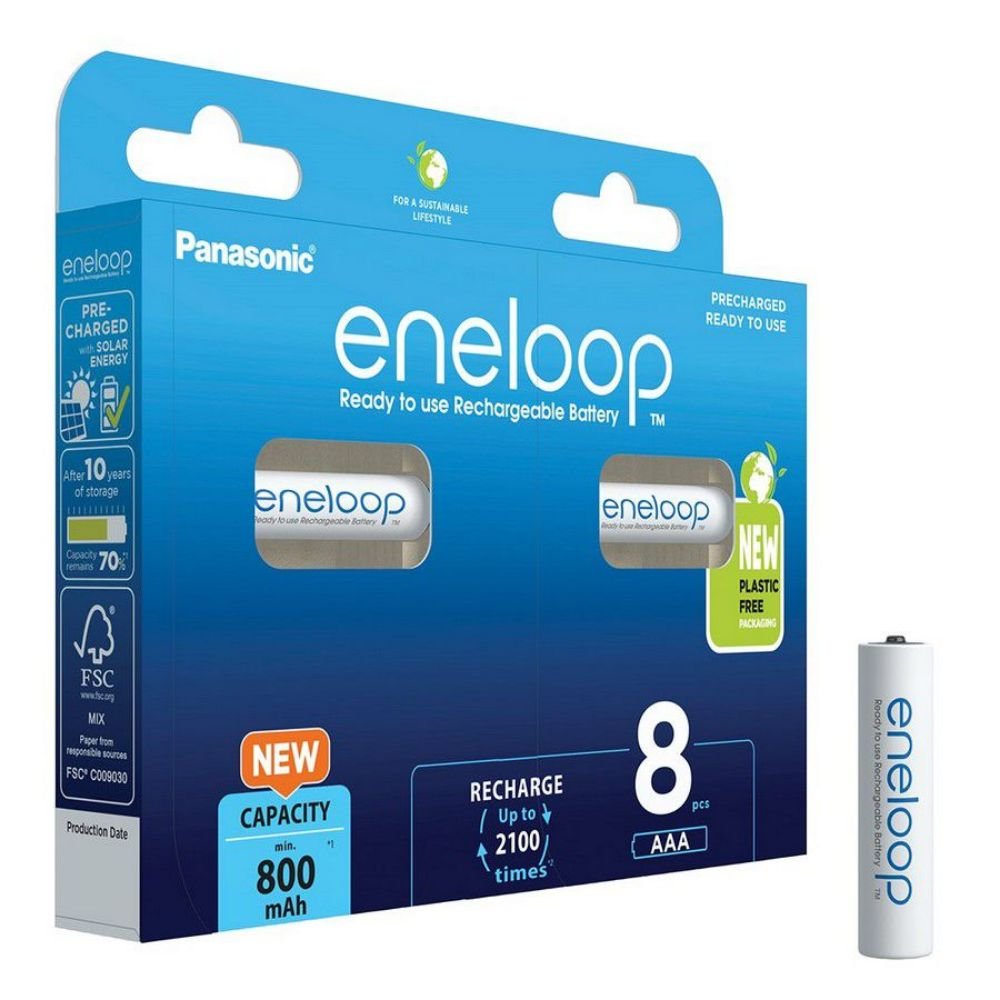 0062879_0 Panasonic Eneloop Επαναφορτιζόμενες Μπαταρίες AAA Ni-MH 800mAh 8τμχ (37833037) (PAN37833037)