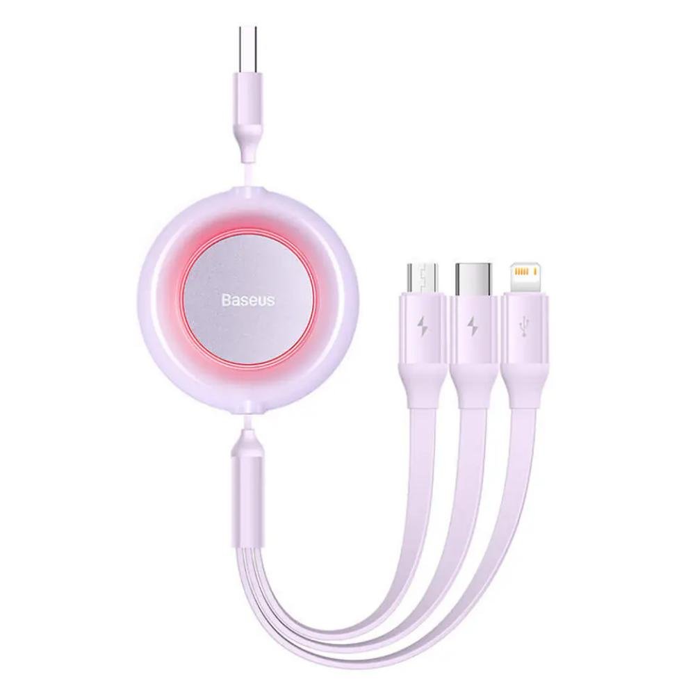0069270_0 Baseus Καλώδιο USB 3σε1 για MicroUSB/USB-C/Lightning Bright Mirror 2 1.1m Λιλά (CAMJ010005) (BASCAMJ010005)
