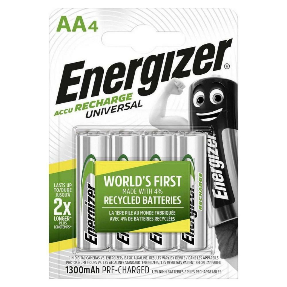 0062819_0 Energizer Universal Επαναφορτιζόμενες Μπαταρίες AA Ni-MH 1300mAh 1.2V 4τμχ (4828040) (ENE4828040)