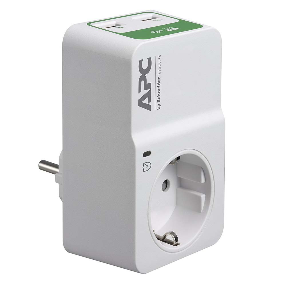 0048130_0 APC Essential SurgeArrest Πρίζα Ασφαλείας 1 Θέσης + 2 USB White (PM1WU2-GR) (APCPM1WU2-GR)