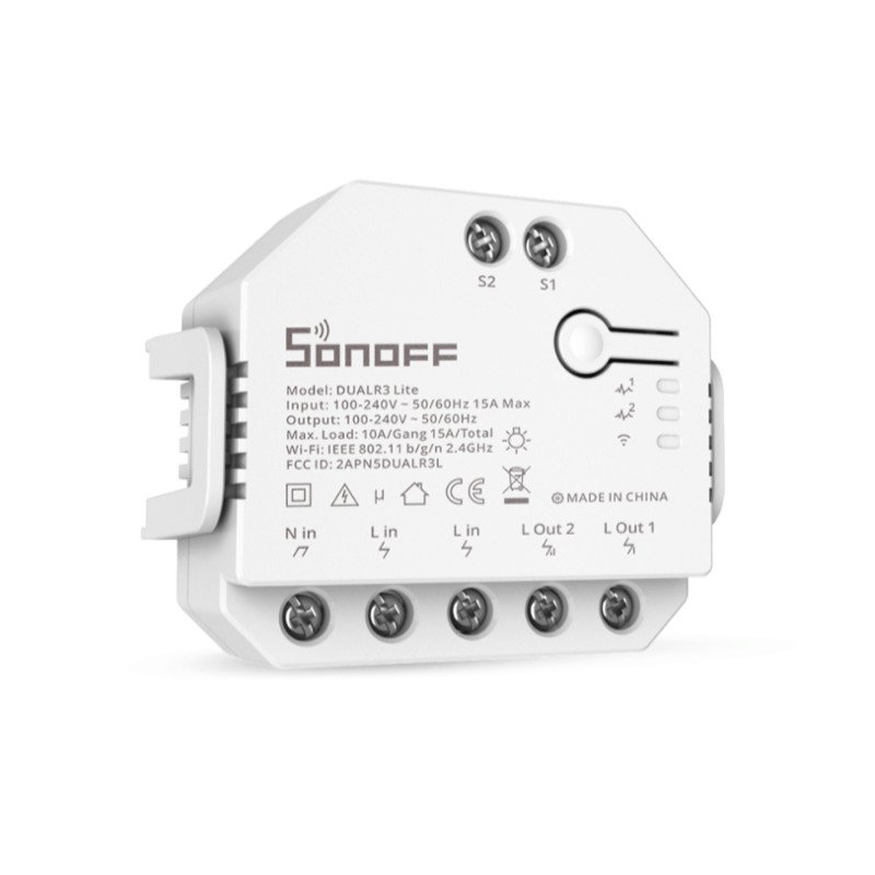 0054885_0 Sonoff Dual R3 Lite Smart Ενδιάμεσος Διακόπτης Wi-Fi σε Λευκό Χρώμα (DUALR3 LITE) (SONDUALR3LITE)