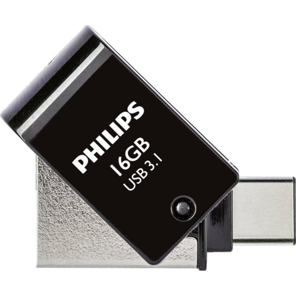 0067438_0 Philips 2-in-1 16GB USB 3.1 Stick με σύνδεση USB-C Μαύρο (PHUSB16G2IN1OTGGU3C) (ΠΗΙPHUSB16G2IN1OTGGU3C)