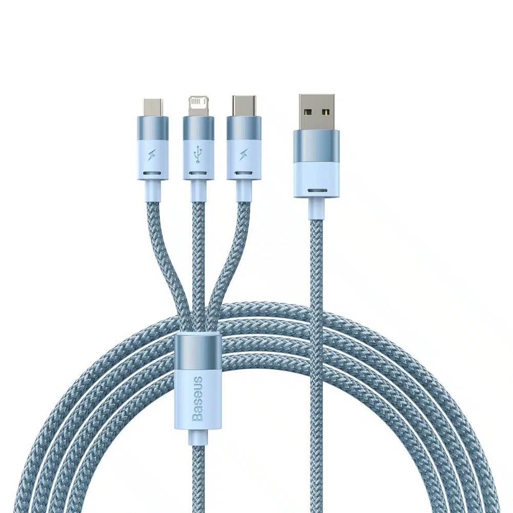 0069265_0 Baseus Καλώδιο USB 3σε1 StarSpeed Series. USB-C + MicroUSB + Lightning 1.2m Γαλάζιο (CAXS000017) (BASCAXS000017)