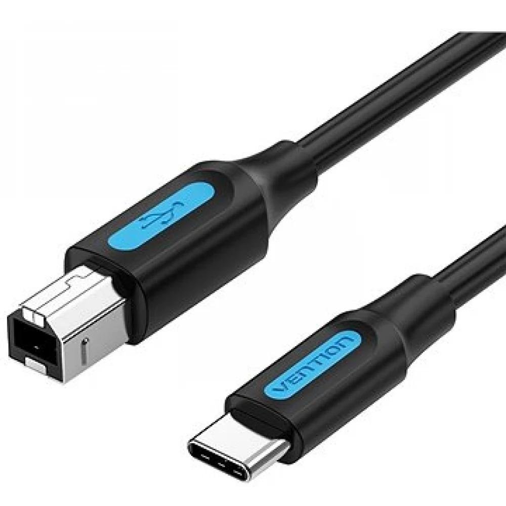 0069527_0 VENTION USB 2.0 Type-C Male to B Male 2A Print Cable 1M Black (CQUBF) (VENCQUBF)