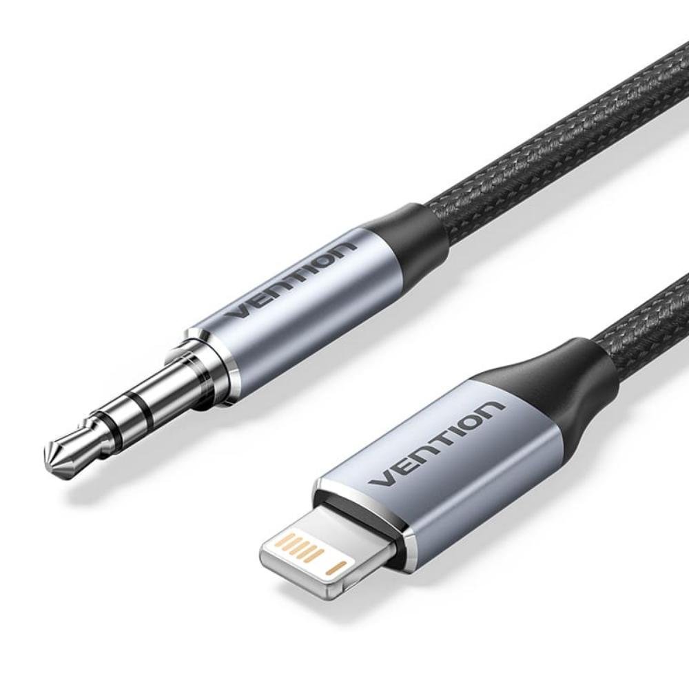 0074944_0 Vention Cotton Braided Lightning Male to 3.5MM Male Cable Aluminum Alloy Type (BMCHG) (VENBMCHG)