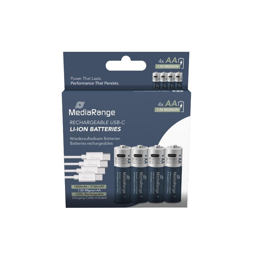0077956_0 MediaRange Rechargeable USB-C Li-Ion Batteries