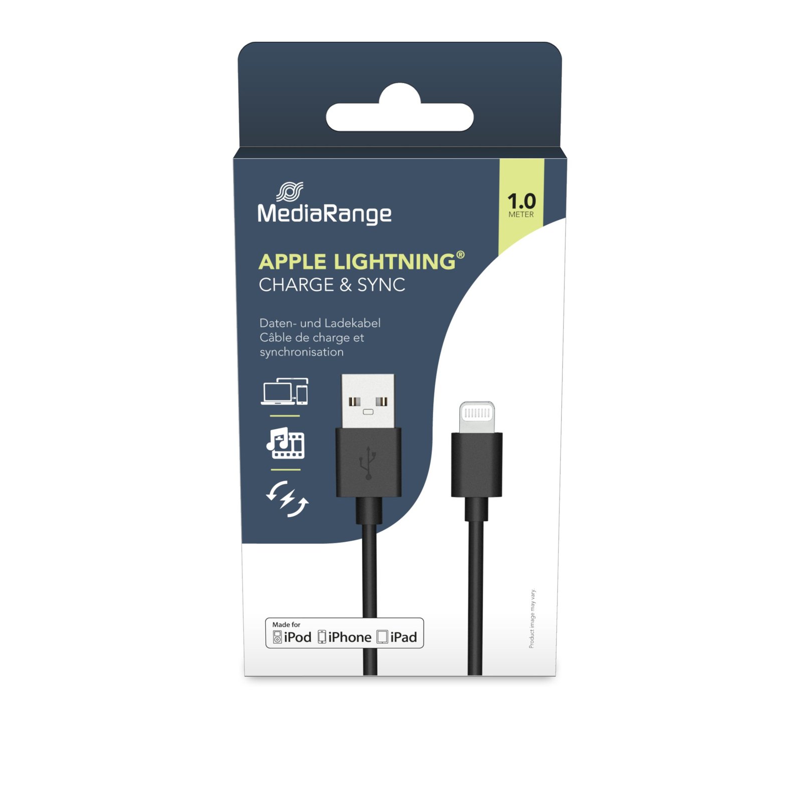 0078542_0 Καλώδιο MediaRange USB 2.0 A plug/Apple lightning plug (8-pin) 1.0M White (MRCS137)