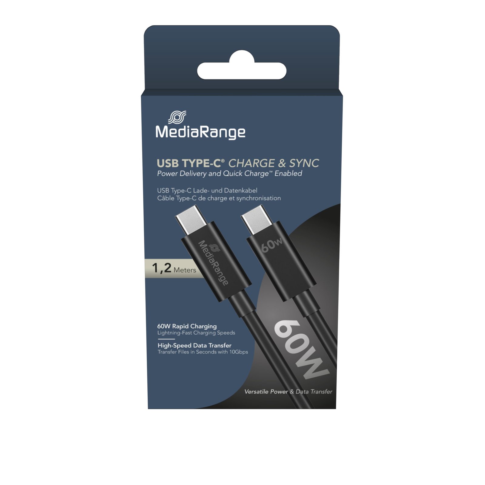 0078549_0 MediaRange Καλώδιο USB 3.2 Black 1.2m (MRCS213)