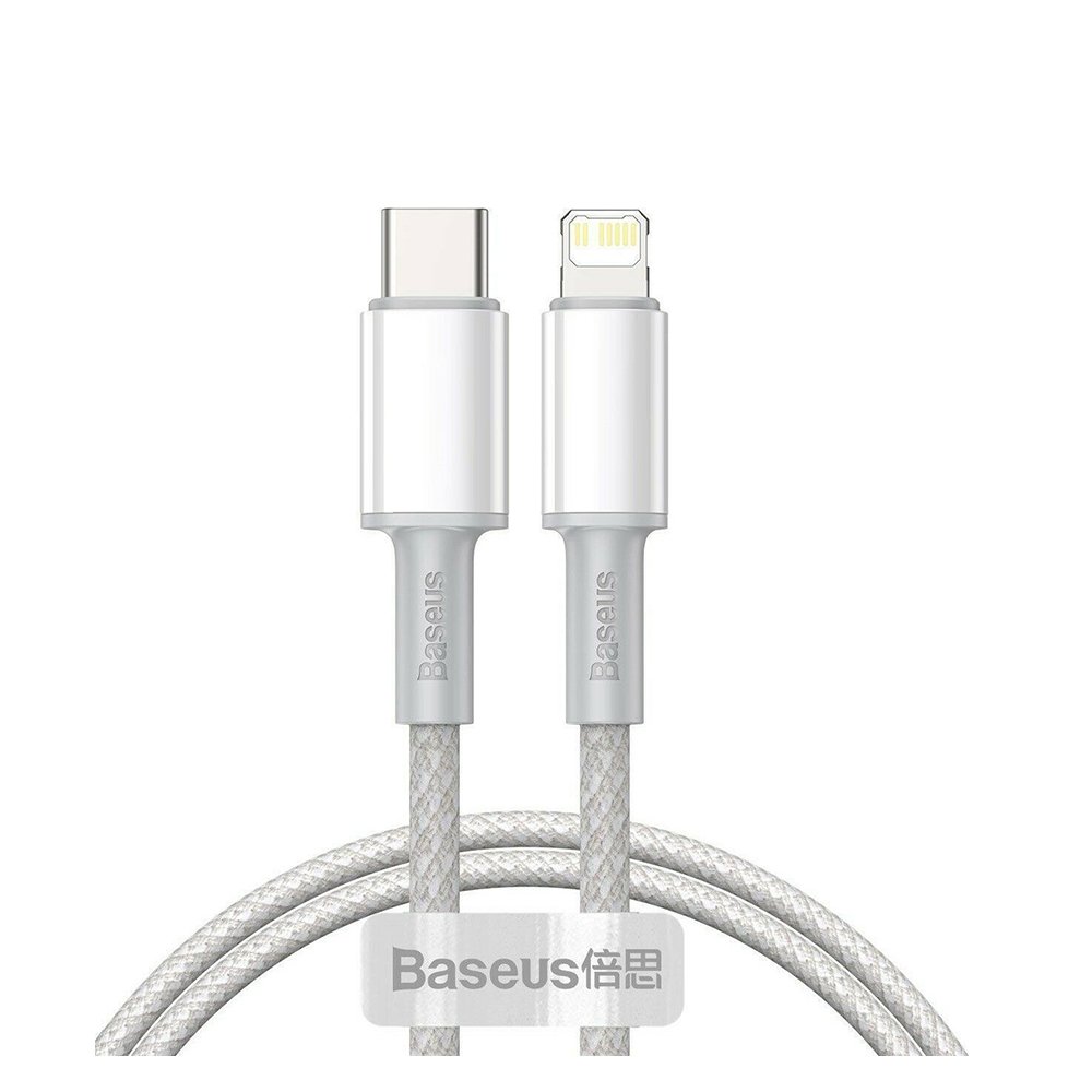0055957_0 Baseus High Density Braided USB-C to Lightning Cable 20W Λευκό 1m (CATLGD-02) (BASCATLGD02)