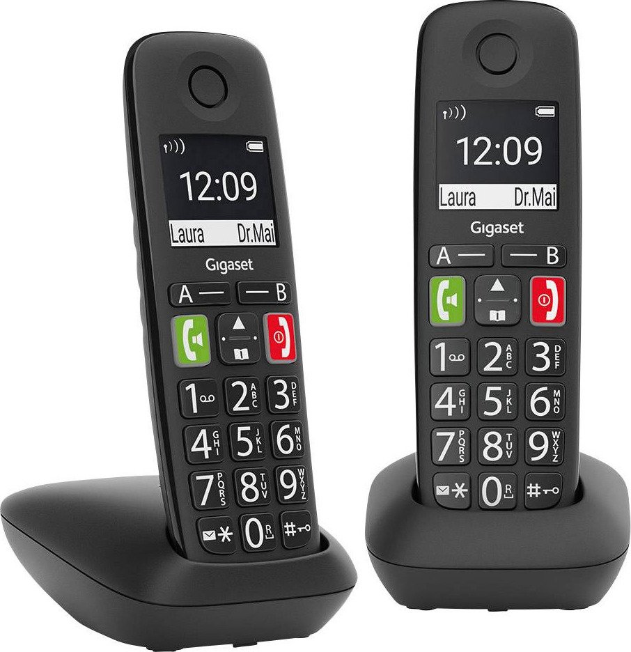 0063563_0 Gigaset E290 Duo Ασύρματο Τηλέφωνο Set για Ηλικιωμένους με Aνοιχτή Aκρόαση (GGSE290DUO-BK)