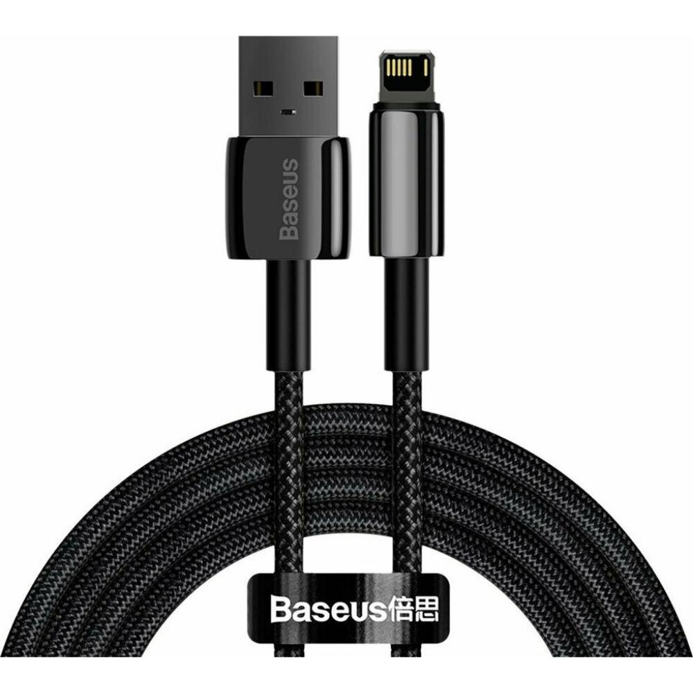 0065568_0 Baseus Tungsten Gold Cable USB To Ip 2.4a 2m Black (CALWJ-A01) (BASCALWJ-A01)
