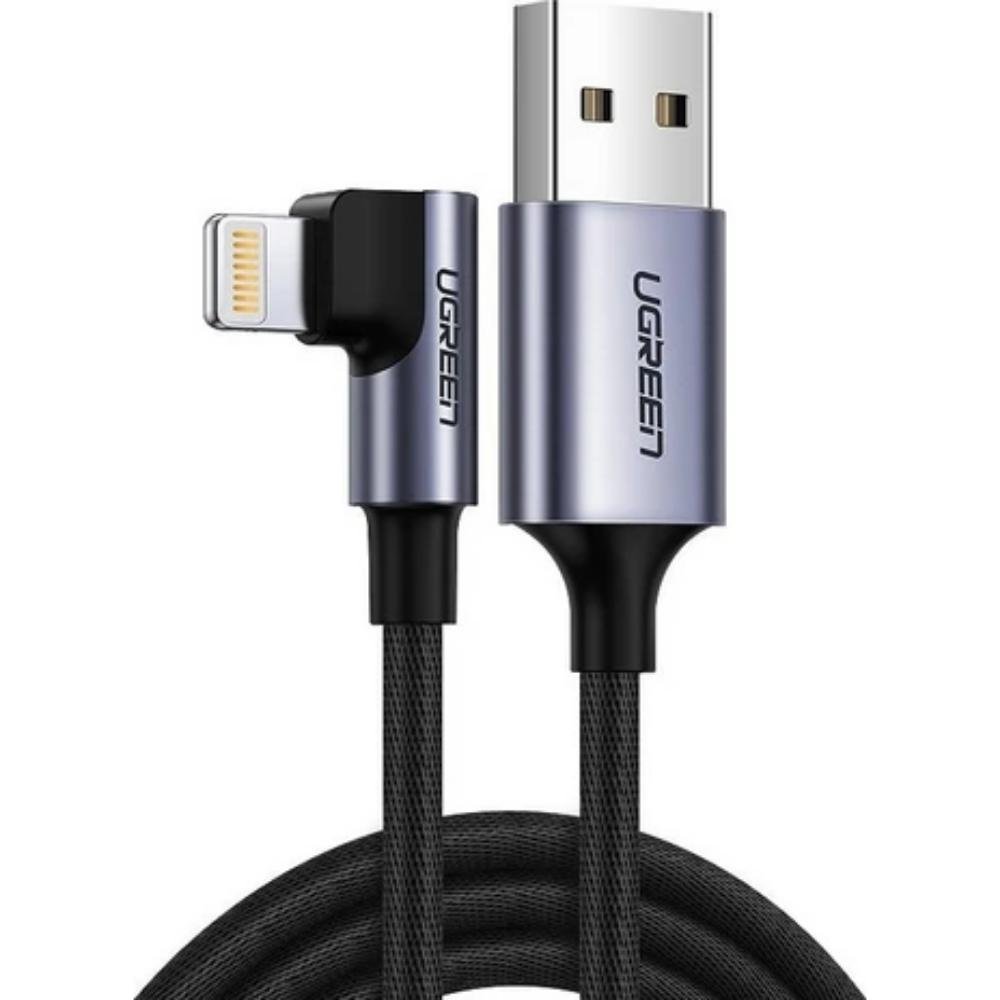 0080894_0 Ugreen Kabel USB do Lightning kątowy US299 MFi 1m czarny (60521) (UGR60521)