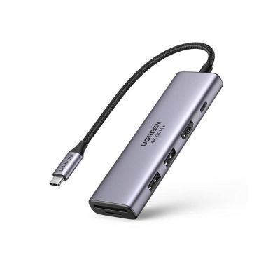 Ugreen Adapter 5-in-1 CM511 Hub USB-C to 2x USB HDMI USB-C TF/SD gray (60384) (UGR60384)