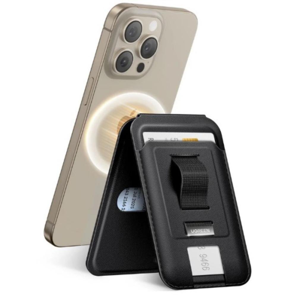 0080921_0 Ugreen Magnetic wallet with stand and holder function for iPhone MagSafe LP836 leather black (45166) (UGR45166)