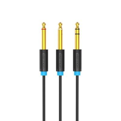 VENTION TRS 6.5mm Male to 2*6.5mm Male Audio Cable 2M Black (BATBH) (VENBATBH)