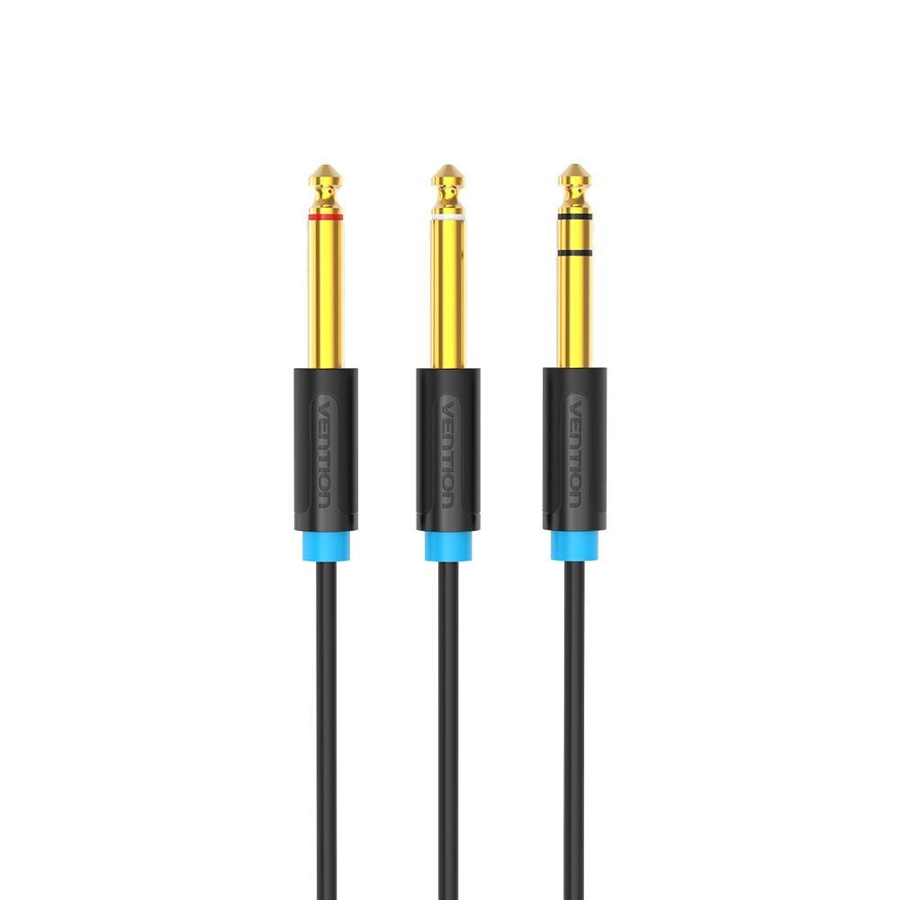 0081230_0 VENTION TRS 6.5mm Male to 2*6.5mm Male Audio Cable 2M Black (BATBH) (VENBATBH)