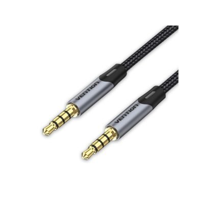 VENTION Cotton Braided 3.5mm Male to Male Audio Cable 0.5M Gray Aluminum Alloy Type (BAQHD) (VENBAQHD)